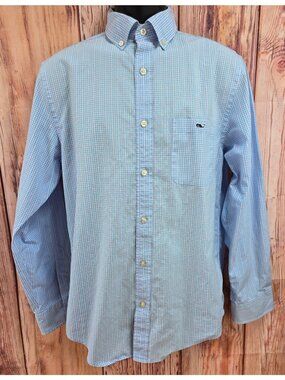 Vineyard Vines Mens Classic Fit Blue Plaid Tucker Shirt Small